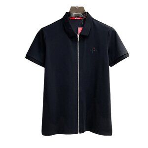 Kiton Black Zipper Short-Sleeved Polo Shirt